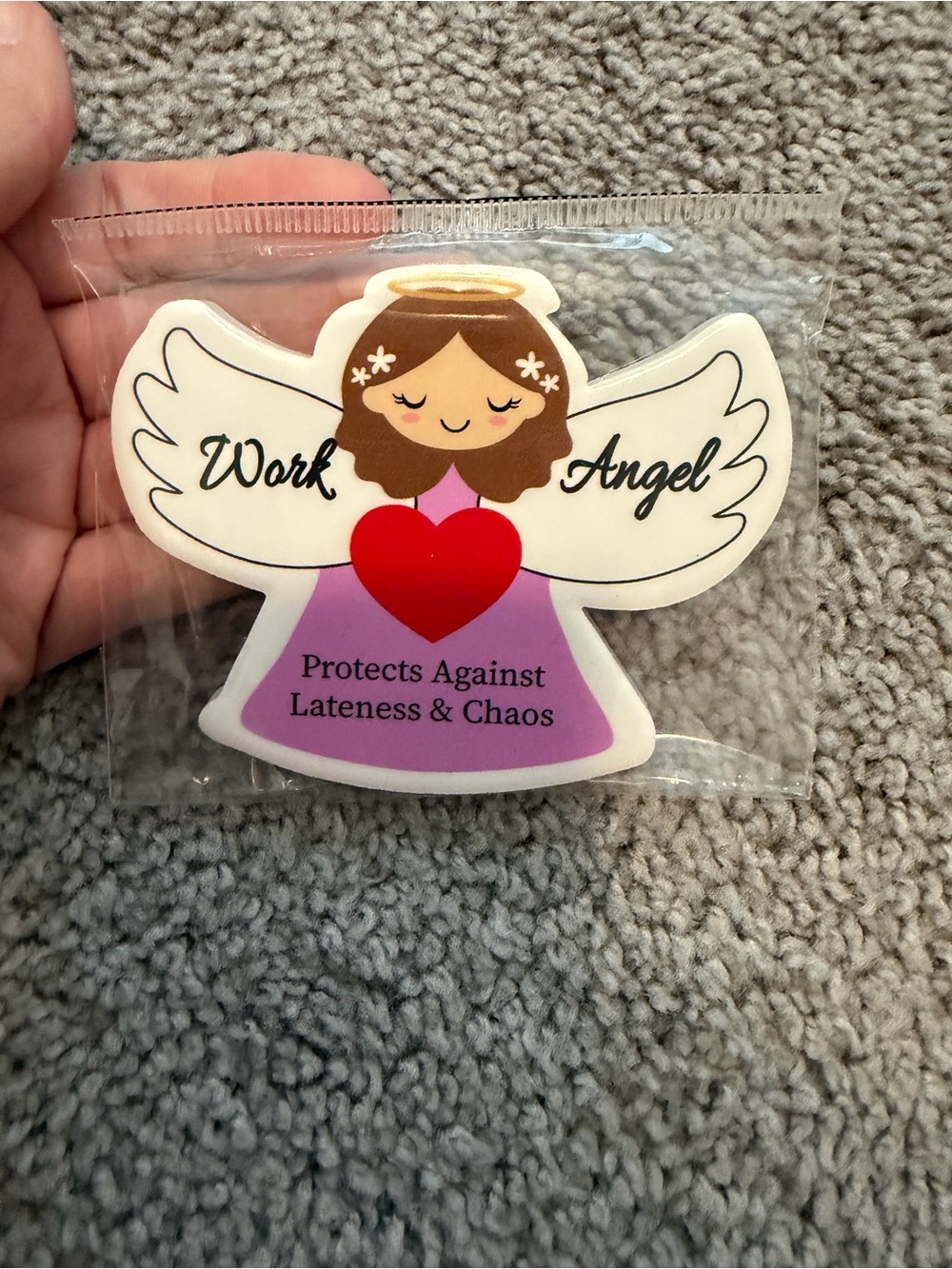Work Angel Decorative Magnet - Purple, White, Red